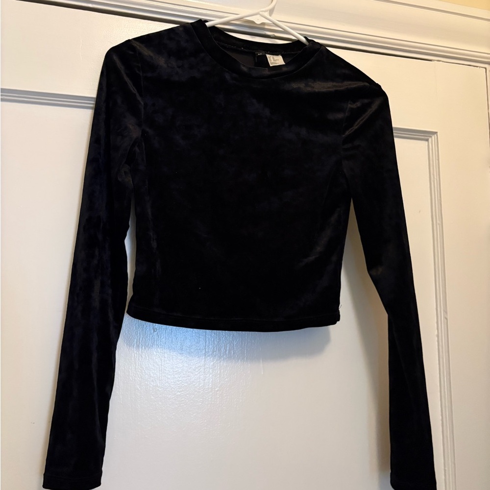 Black Velvet Long Sleeve Top